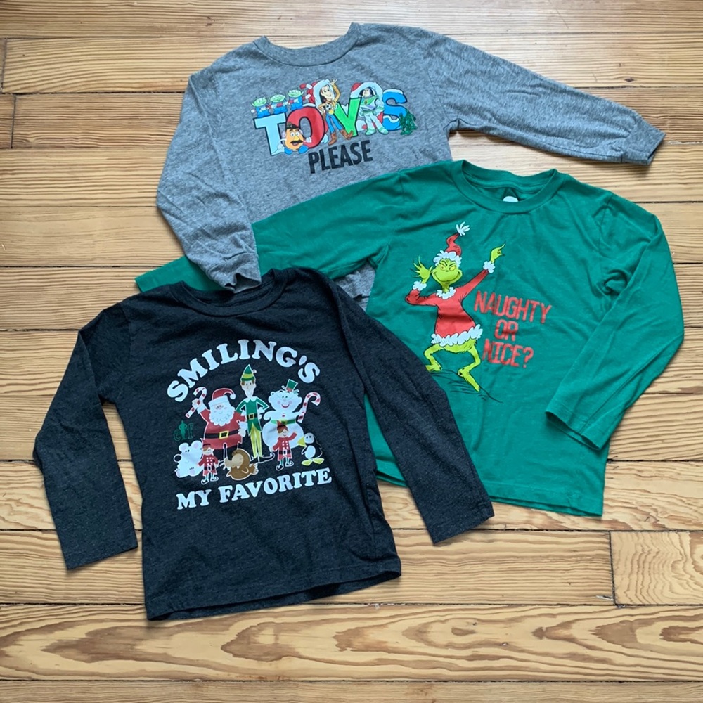 Lot of 3 Boys Long-sleeve Christmas Shirts